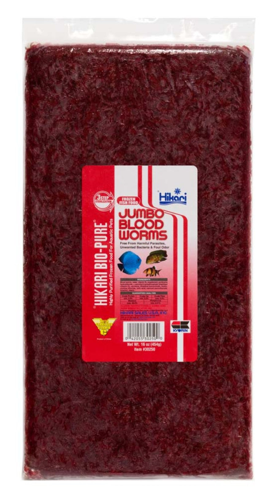 Hikari USA Jumbo Bloodworm Frozen Fish Food /16 oz