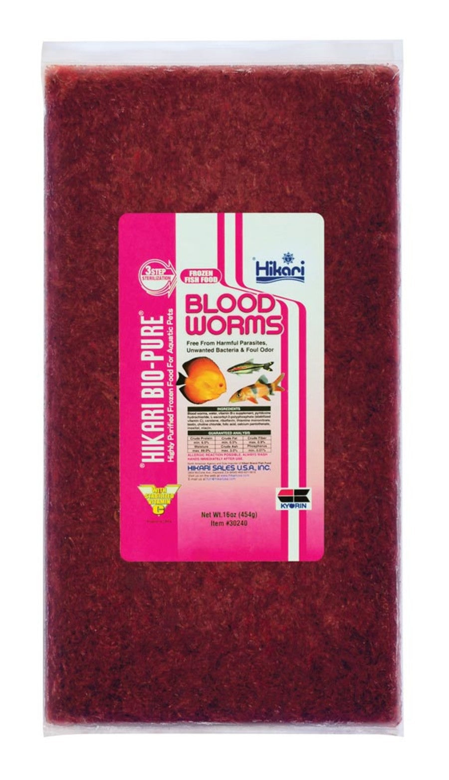 Hikari USA Blood Worm Frozen Fish Food 16 oz